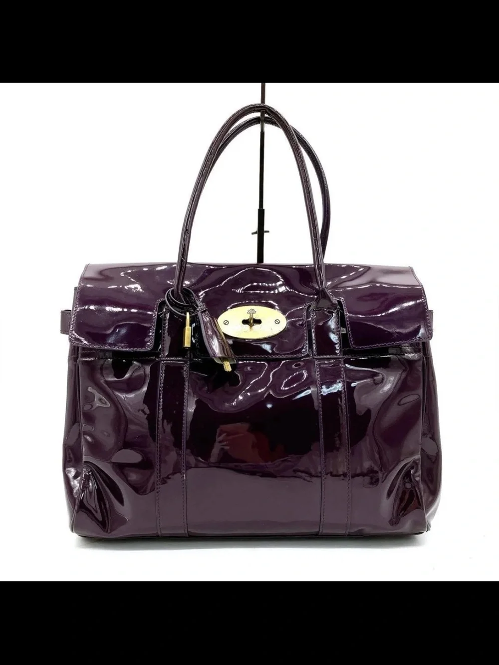 Mulberry Patent Leather Satchel - Plum